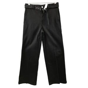 New J.Crew Women's Belted Wide Leg Crop Pants Black Size 27